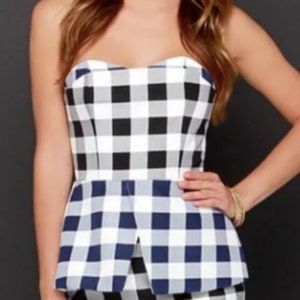 Finders Keepers Gingham Strapless Corset Top